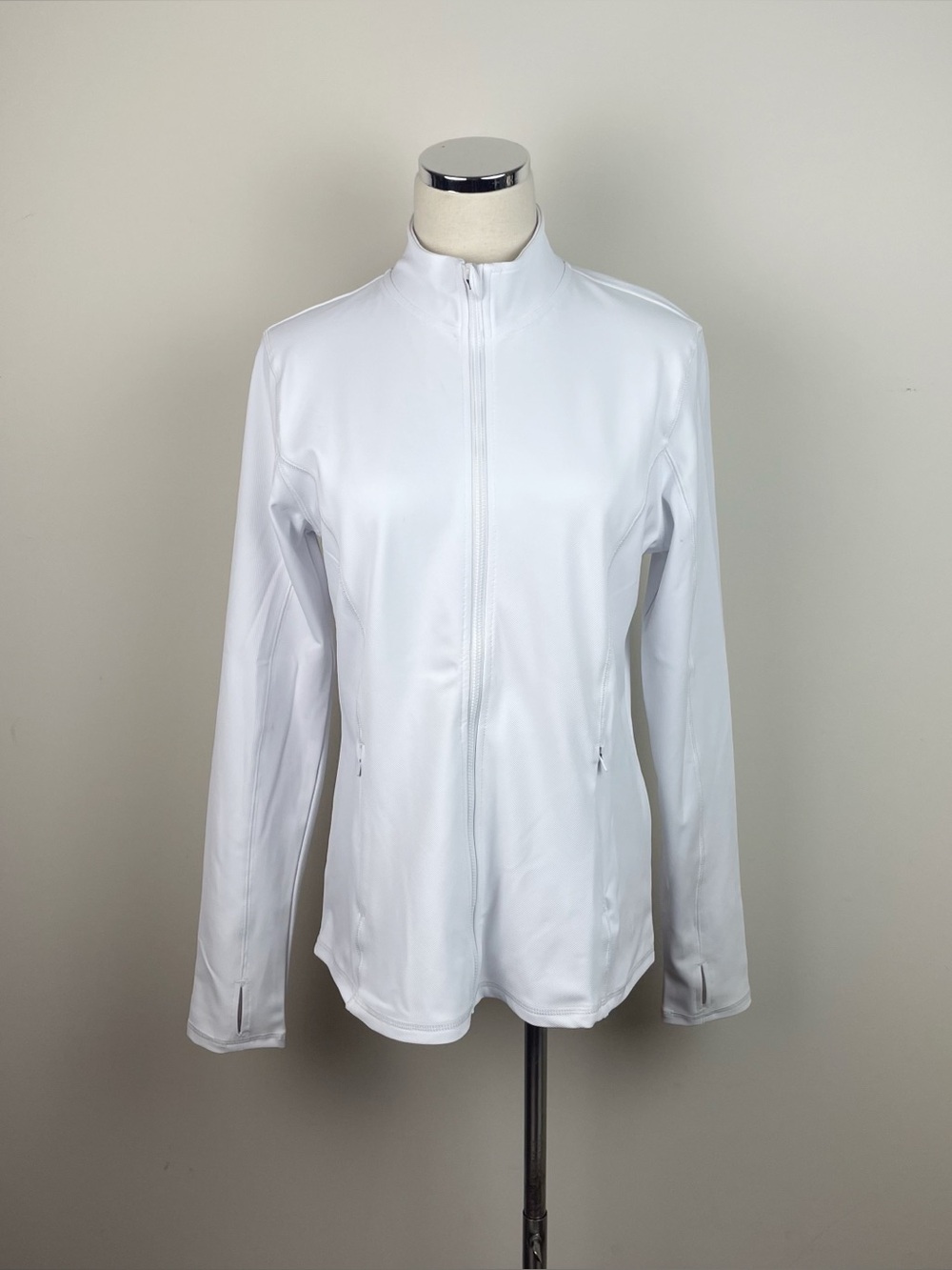 Spyder Active Solid White Full Zip Athletic Jacket Women Large